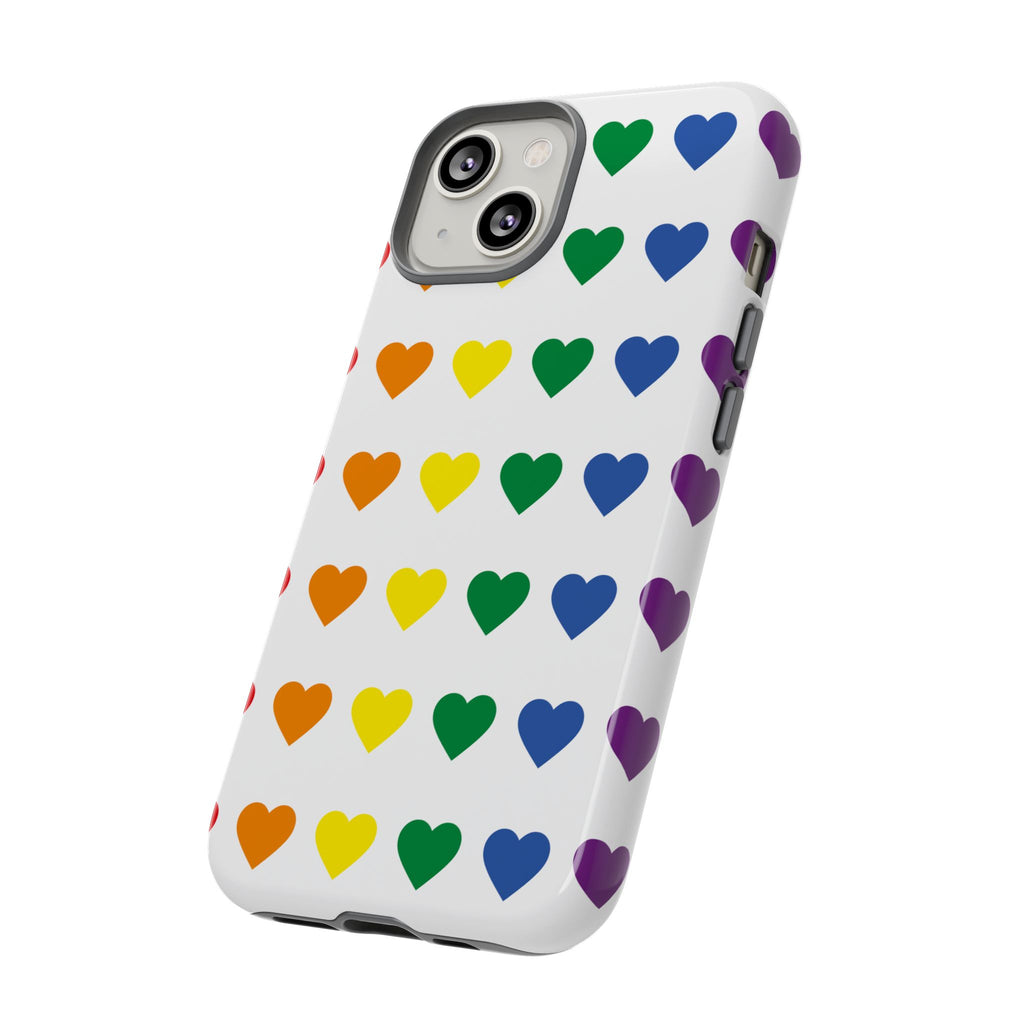 Rainbow Heart Tough Phone Case — Pride Pattern Protective Cover