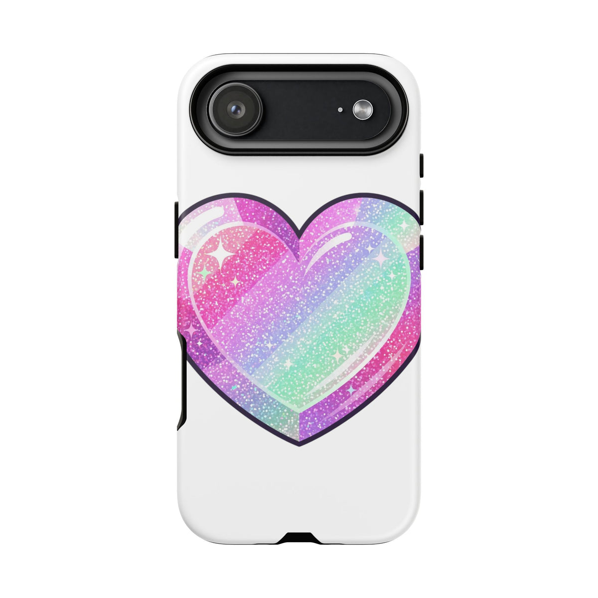 Pastel Glitter Heart Tough Phone Case — Cute Protective Phone Cover