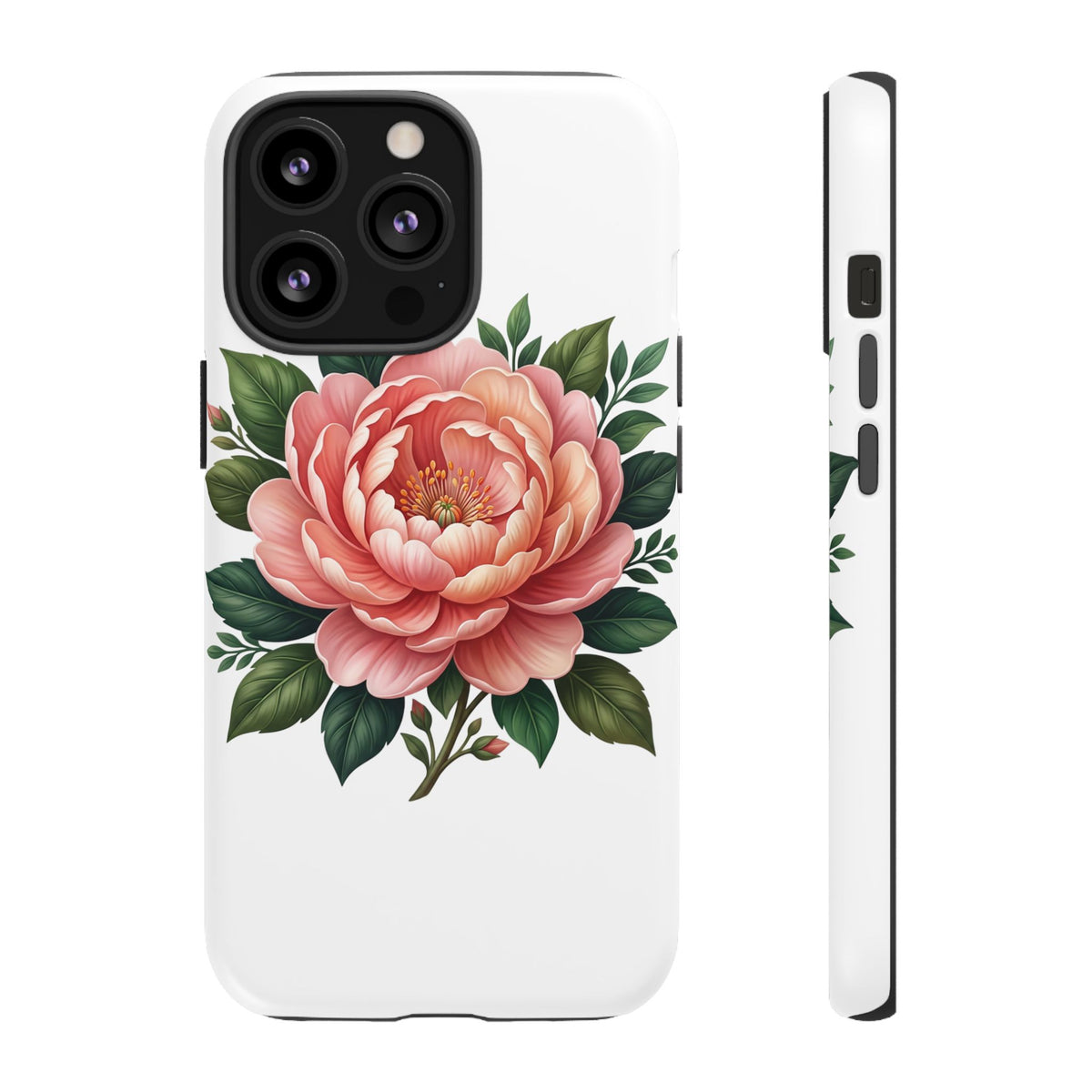Floral Peony Tough Phone Case — Protective Botanical iPhone Cover