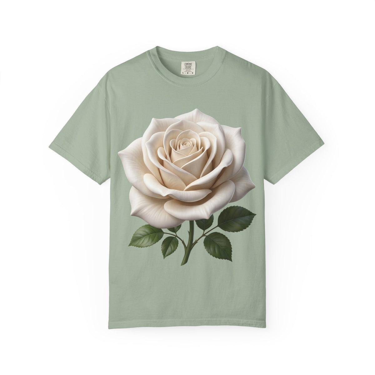 White Rose T-Shirt — Realistic Vintage Floral Tee