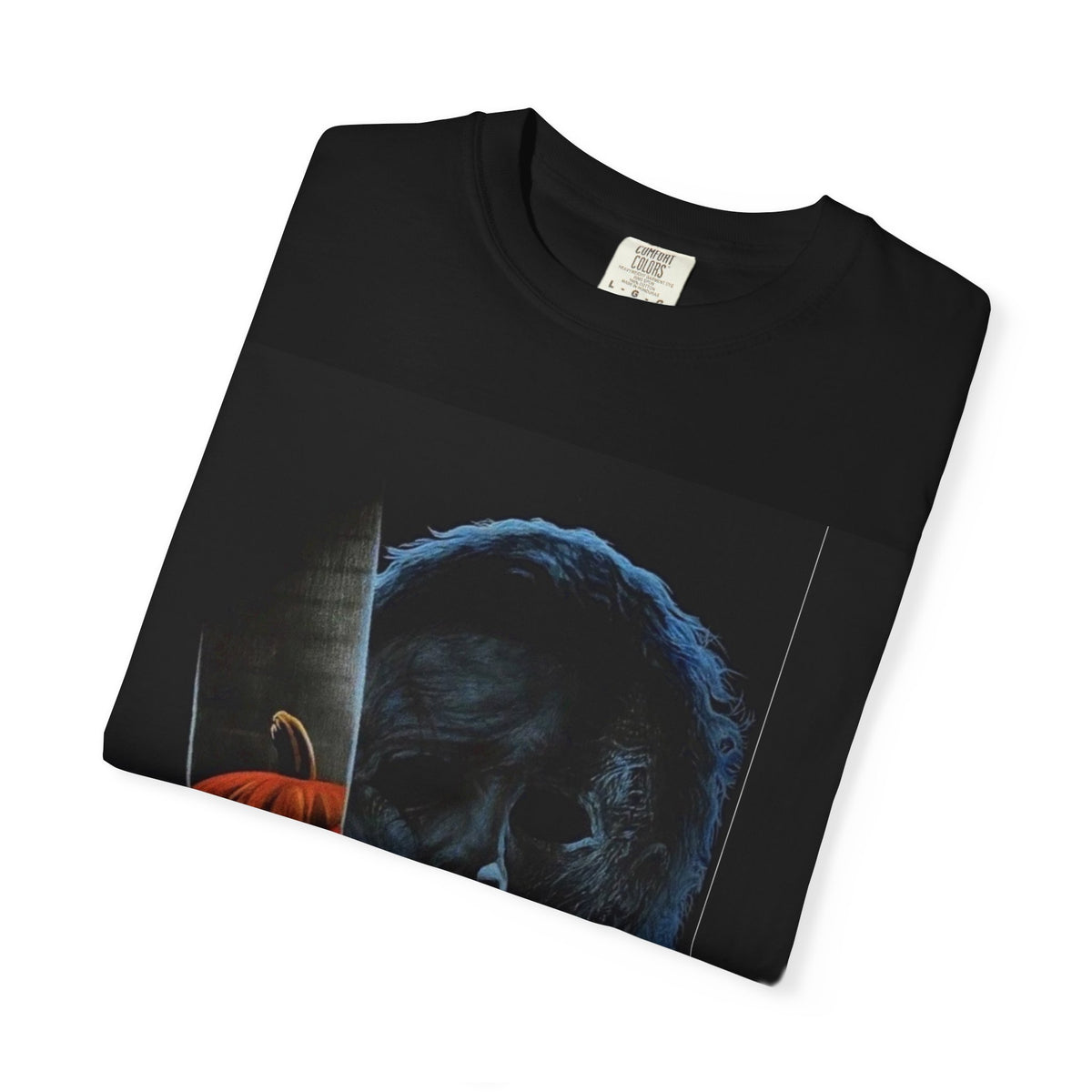 T-Shirt — Halloween Split-Face Pumpkin & Michael Myers Horror Graphic
