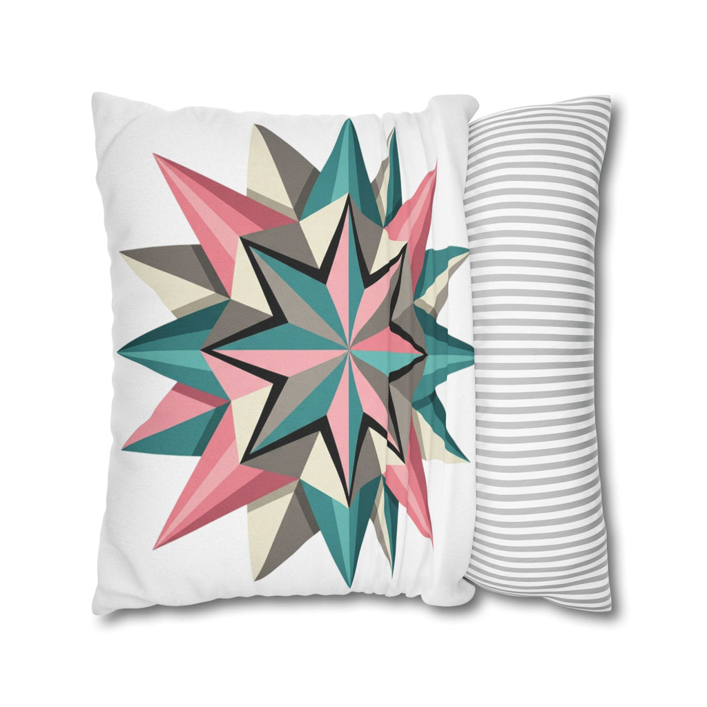 Geometric Starburst Throw Pillowcase — Pink Teal Modern Decorative Cushion Cover