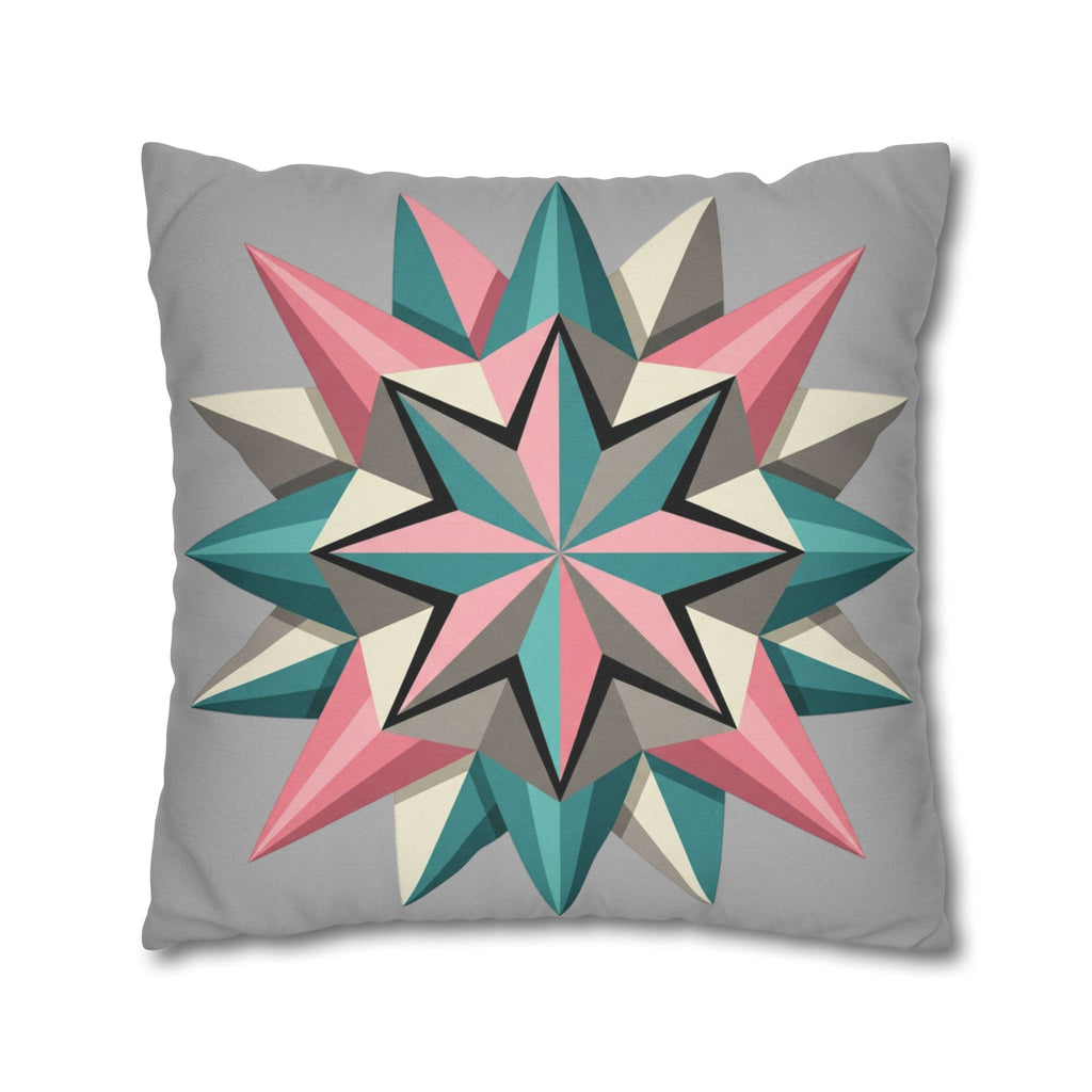 Geometric Starburst Throw Pillowcase — Pink Teal Modern Accent