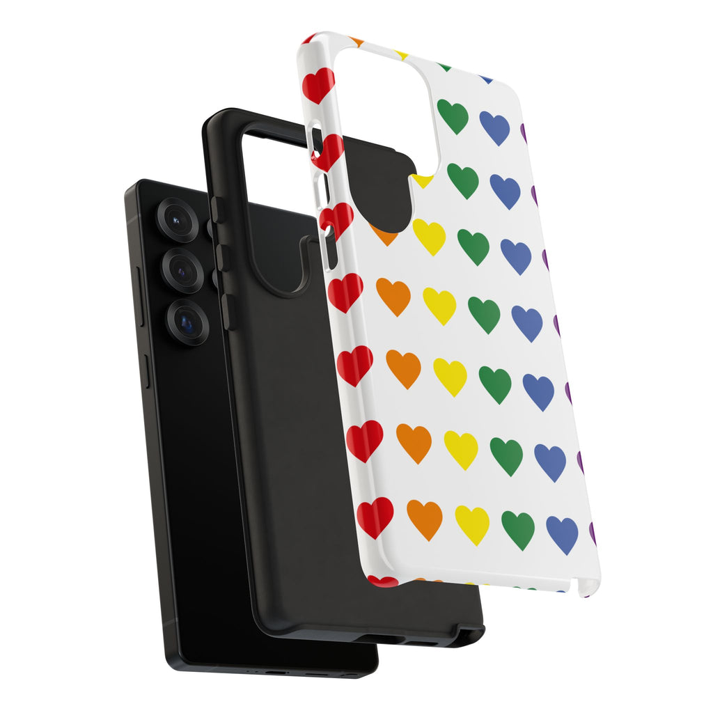 Rainbow Heart Tough Phone Case — Pride Pattern Protective Cover