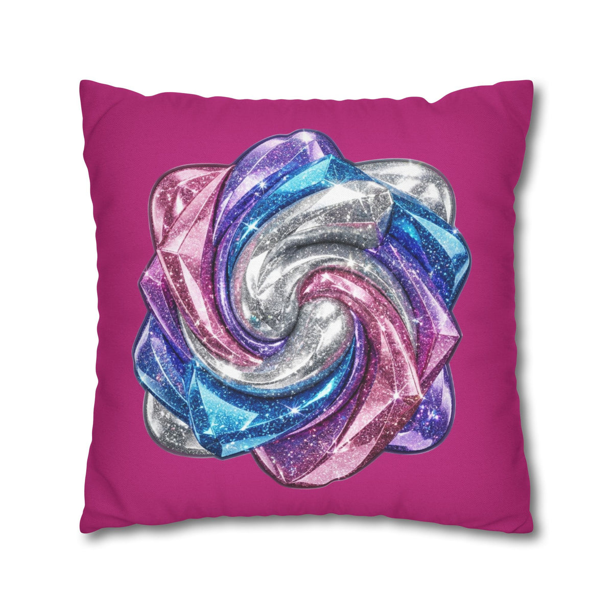 3D Glitter Design Magenta Spun Polyester Square Pillowcase