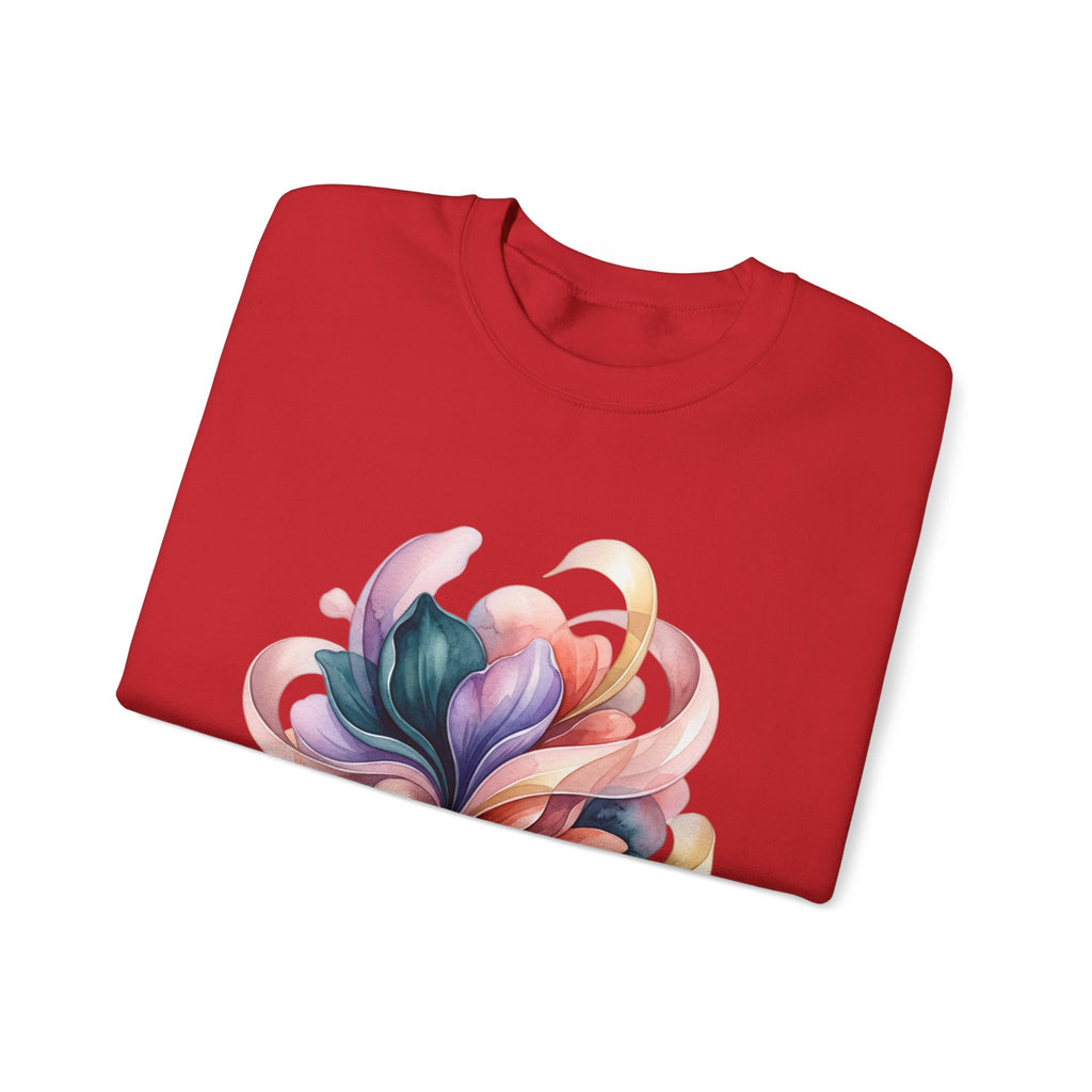 Abstract Floral Crewneck Sweatshirt — Pastel Swirl Art Pullover