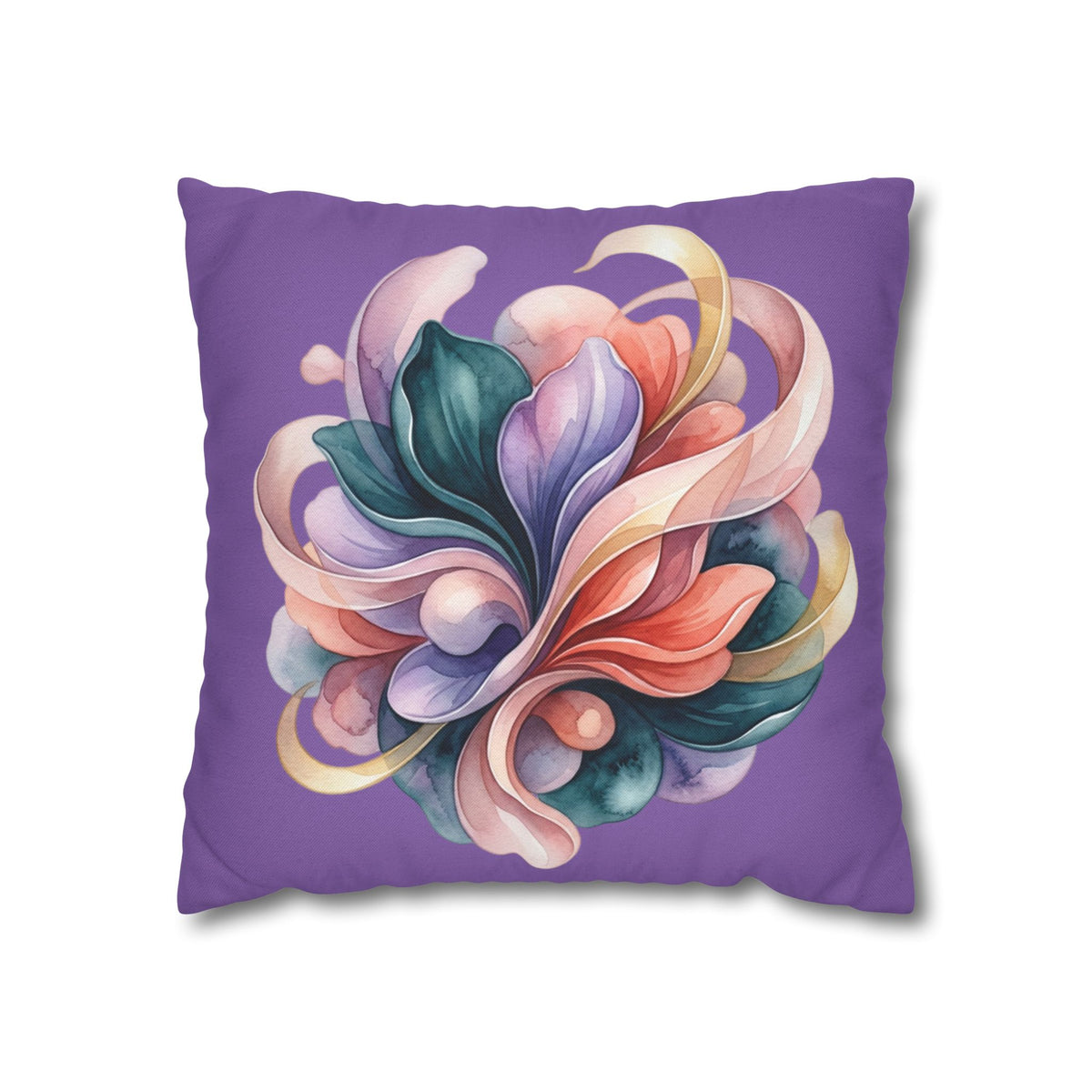 Floral Swirl Decorative Pillowcase — Purple Abstract Bloom Accent