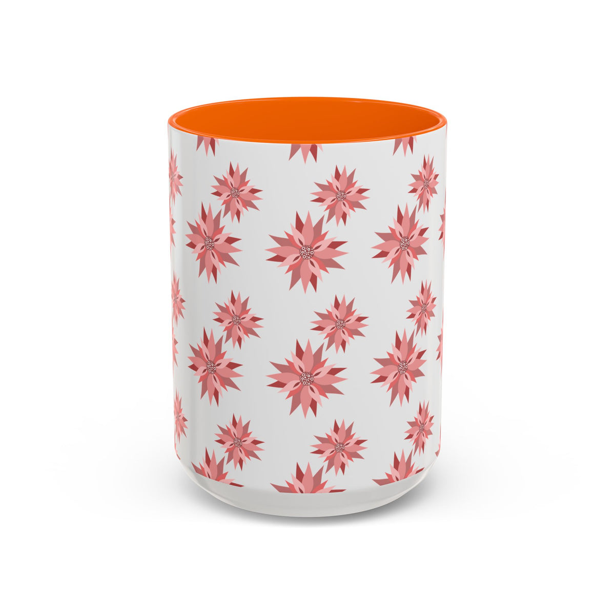 Pink Geometric Floral Accent Coffee Mug — 11/15oz