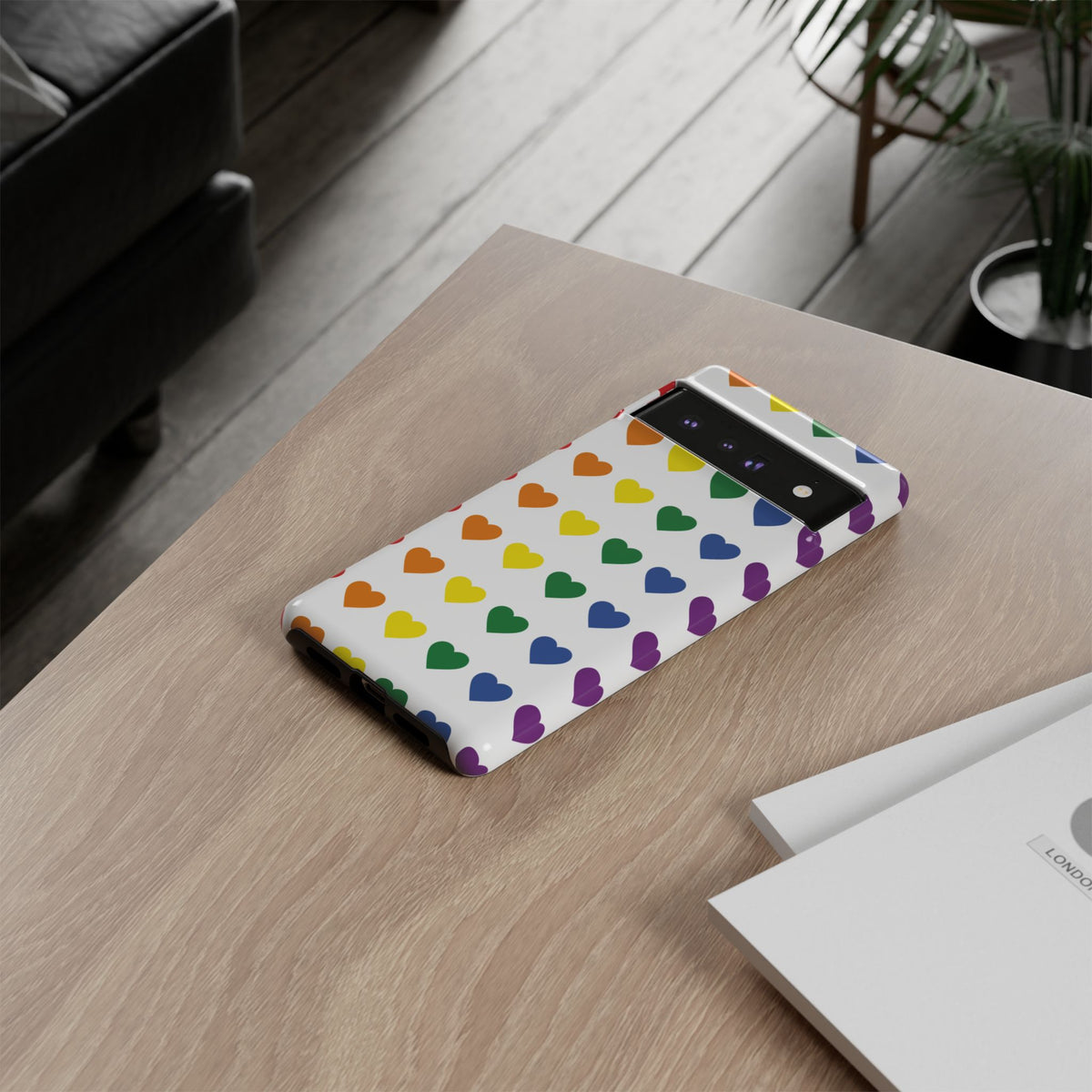 Rainbow Heart Tough Phone Case — Pride Pattern Protective Cover