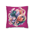 Floral Whirl Decorative Pillowcase — Pink Abstract Bloom Square Cushion Cover