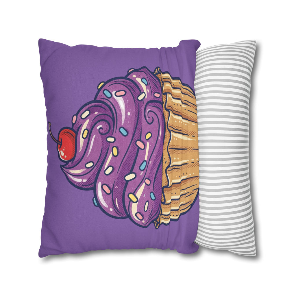 Cupcake Art Pillowcase — Purple Cupcake Decorative Throw Pillow Cover- Light Purple