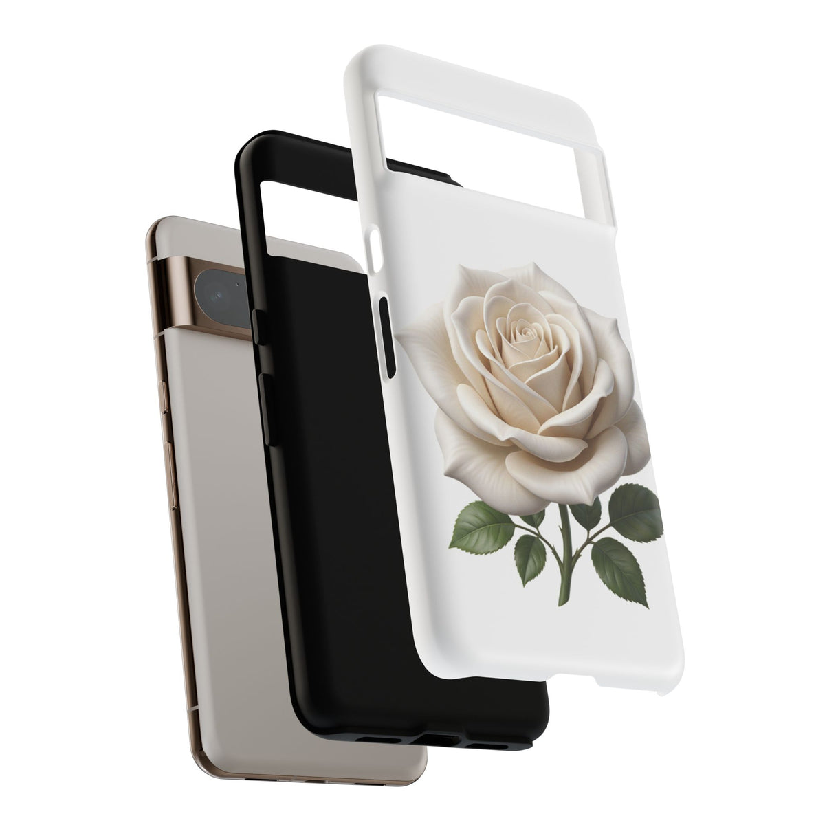 White Rose Tough Phone Case – Elegant Floral Protective Cover