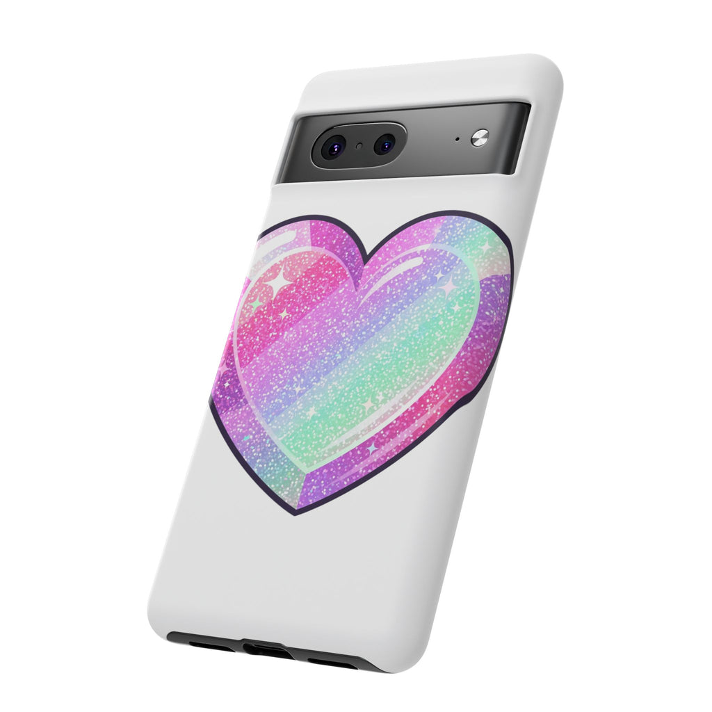 Pastel Glitter Heart Tough Phone Case — Cute Protective Phone Cover