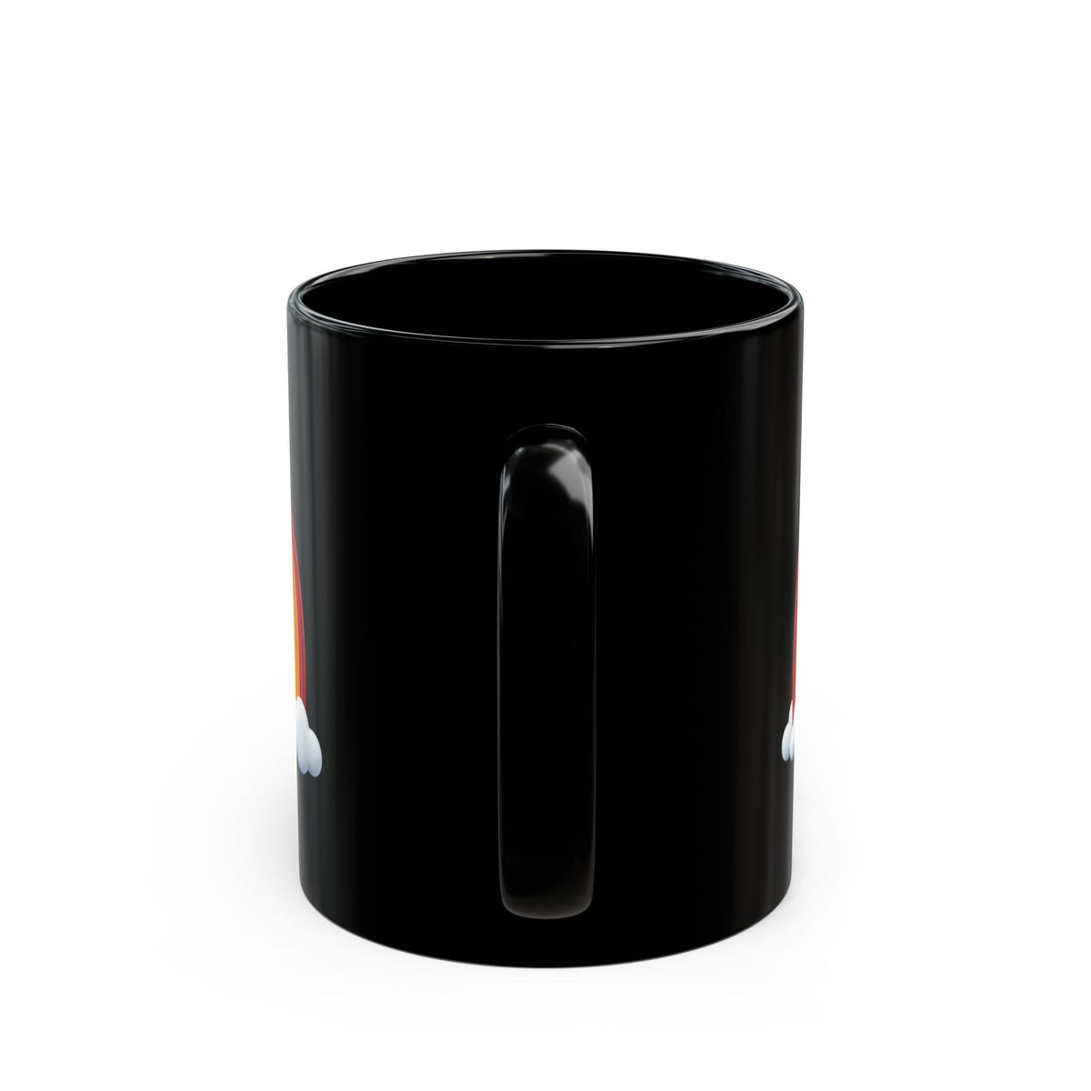 Black Rainbow Mug (11oz/15oz) — Colorful Rainbow & Clouds Coffee Cup