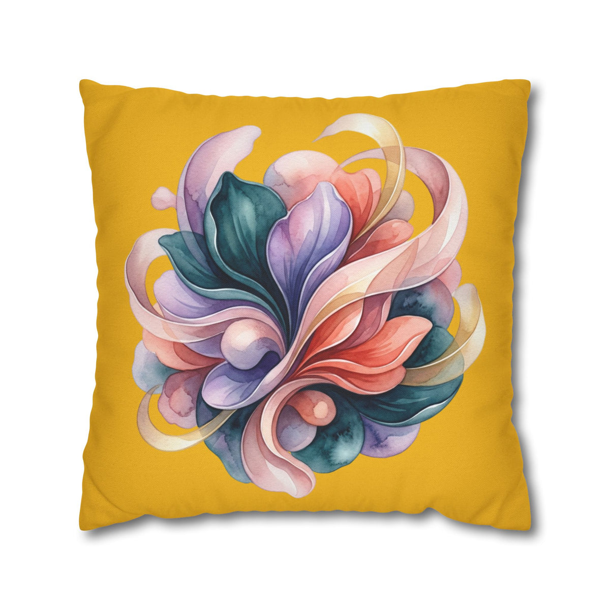 Floral Swirl Decorative Pillowcase — Vibrant Yellow Abstract Flower Accent