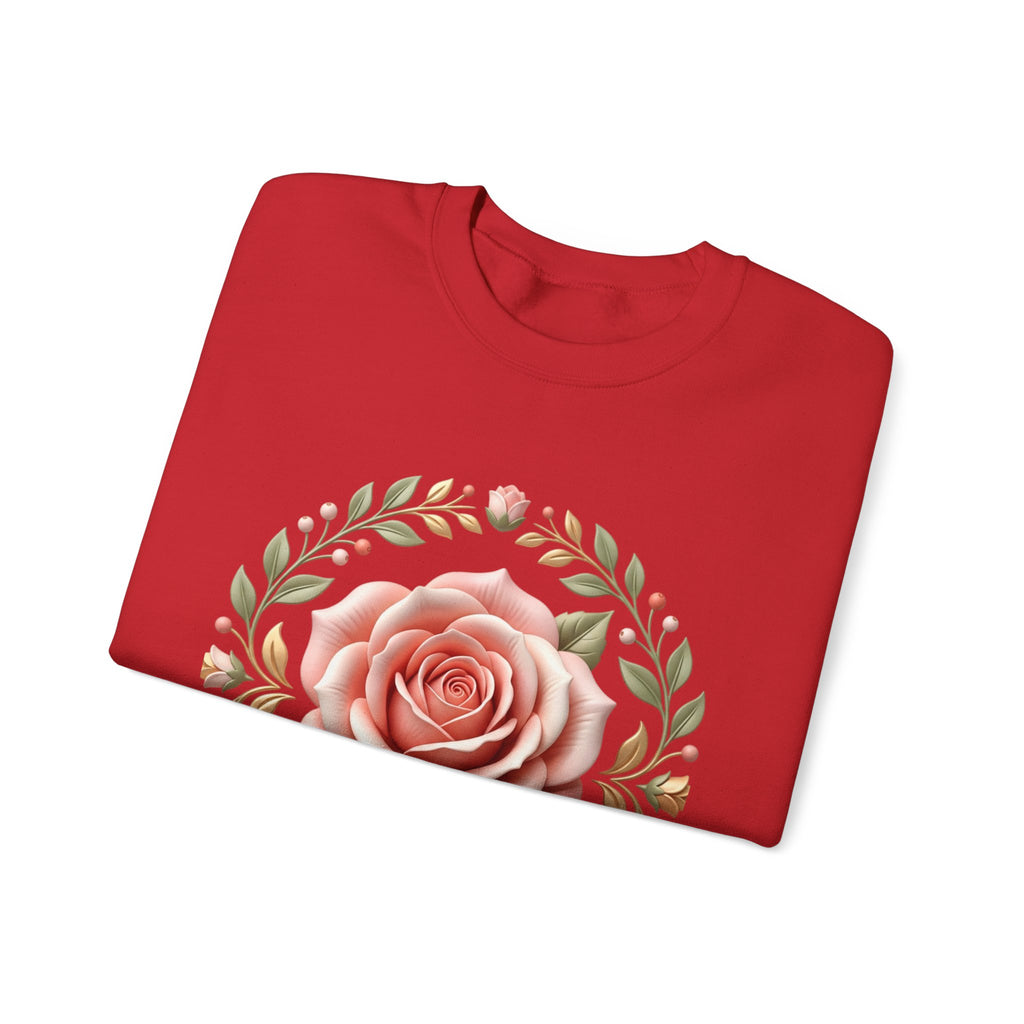 Rose Wreath Crewneck Sweatshirt — Vintage Floral Rose Pullover