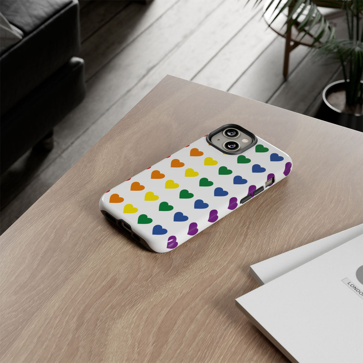 Rainbow Heart Tough Phone Case — Pride Pattern Protective Cover
