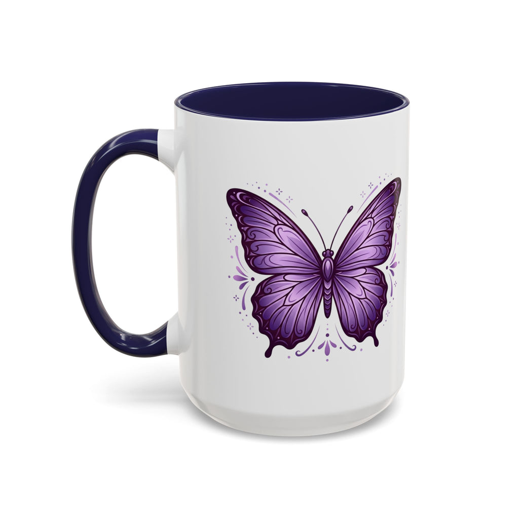 Purple Butterfly Accent Coffee Mug — 11oz & 15oz Decorative Tea Cup