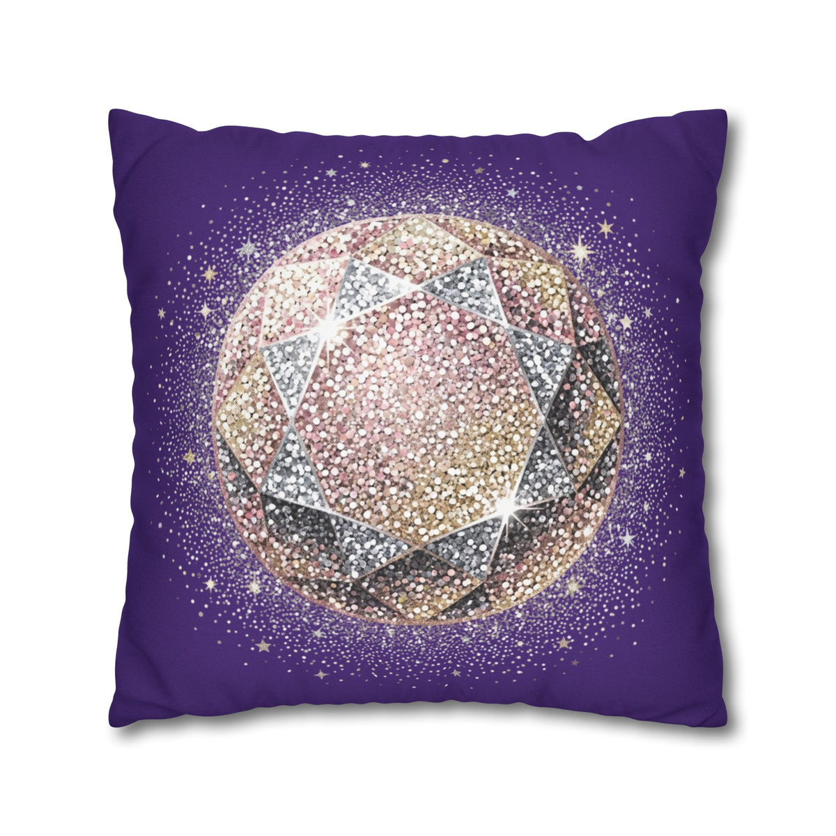 Glittery Dark Purple Spun Polyester Square Pillowcase