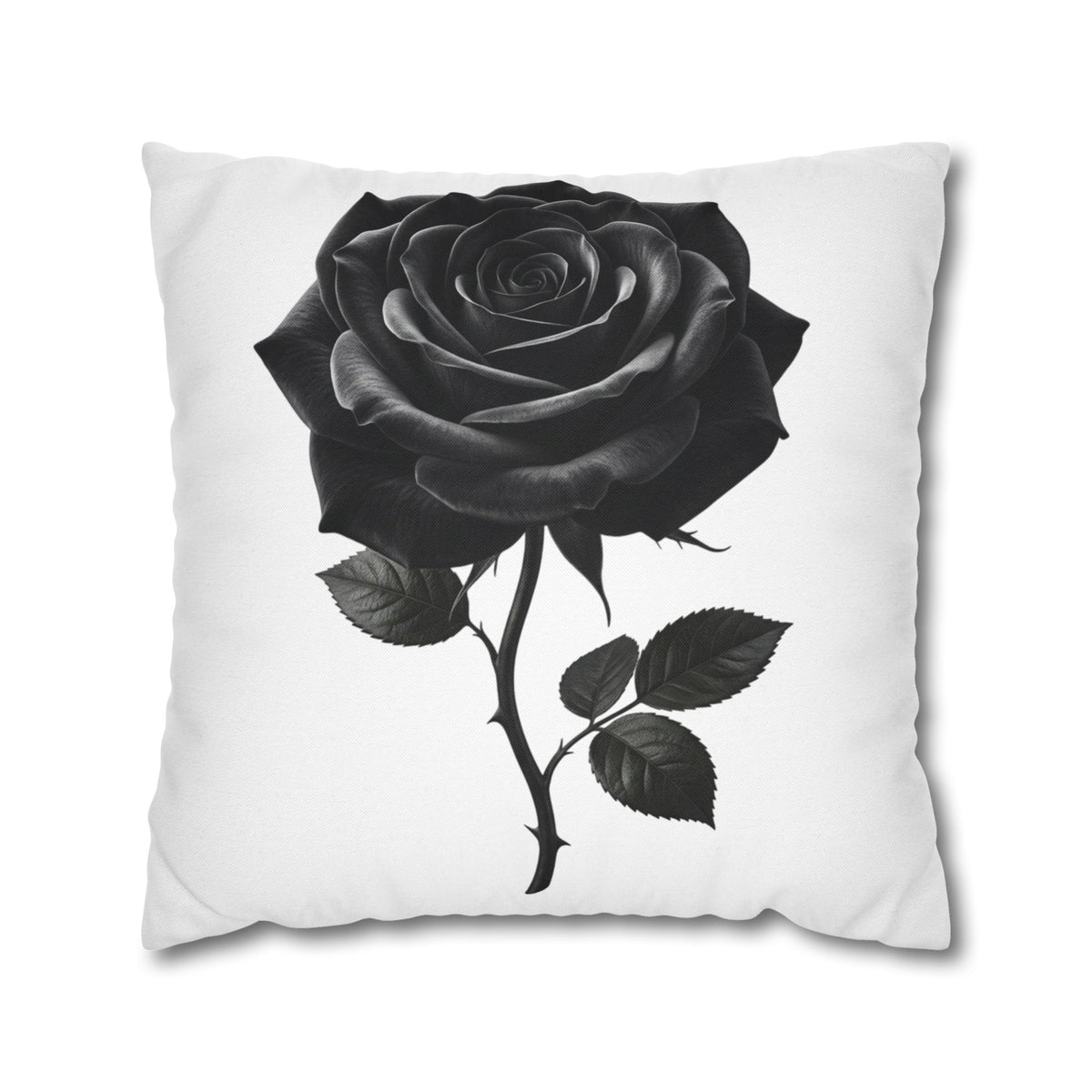 Black Rose Spun Polyester Square Pillowcase