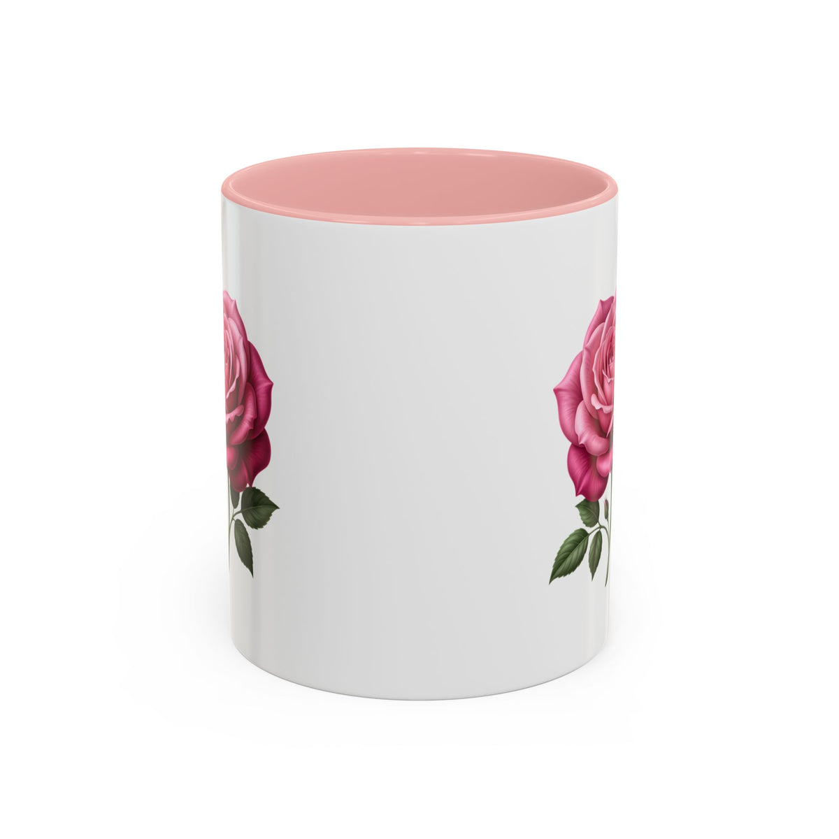 Pink Rose Accent Coffee Mug — Floral Tea & Coffee Cup (11/15 oz)