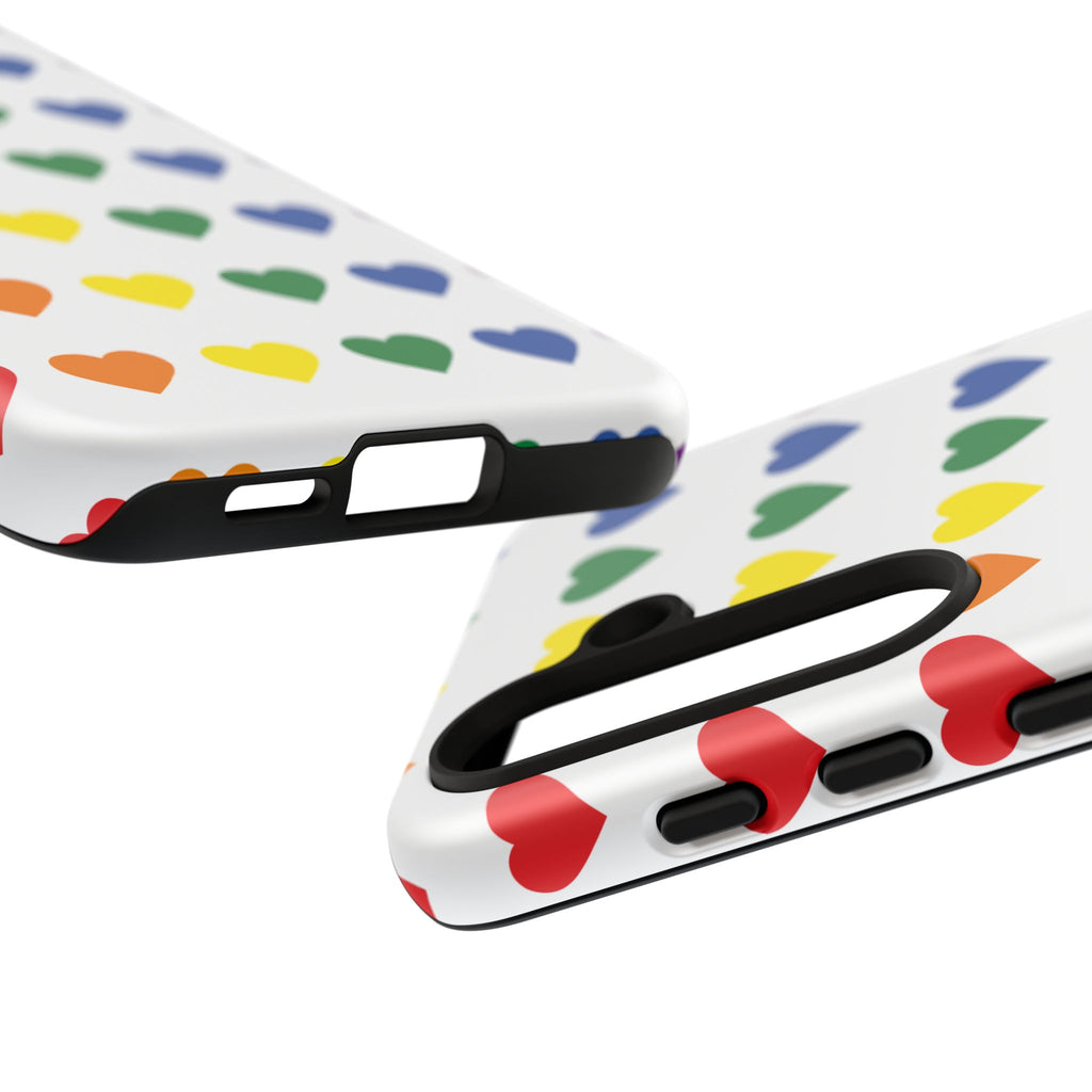 Rainbow Heart Tough Phone Case — Pride Pattern Protective Cover