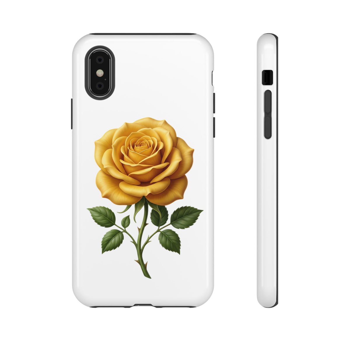 Yellow Rose Phone Case — Vintage Floral Tough Protective Cover