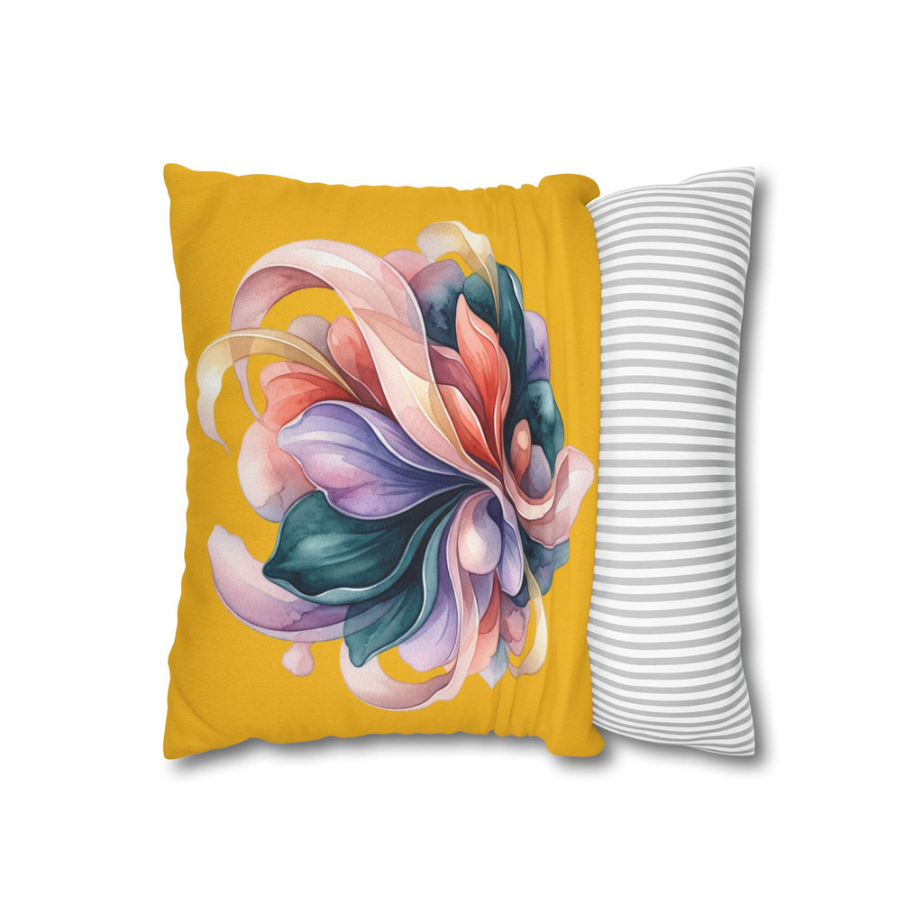 Floral Swirl Decorative Pillowcase — Vibrant Yellow Abstract Bloom