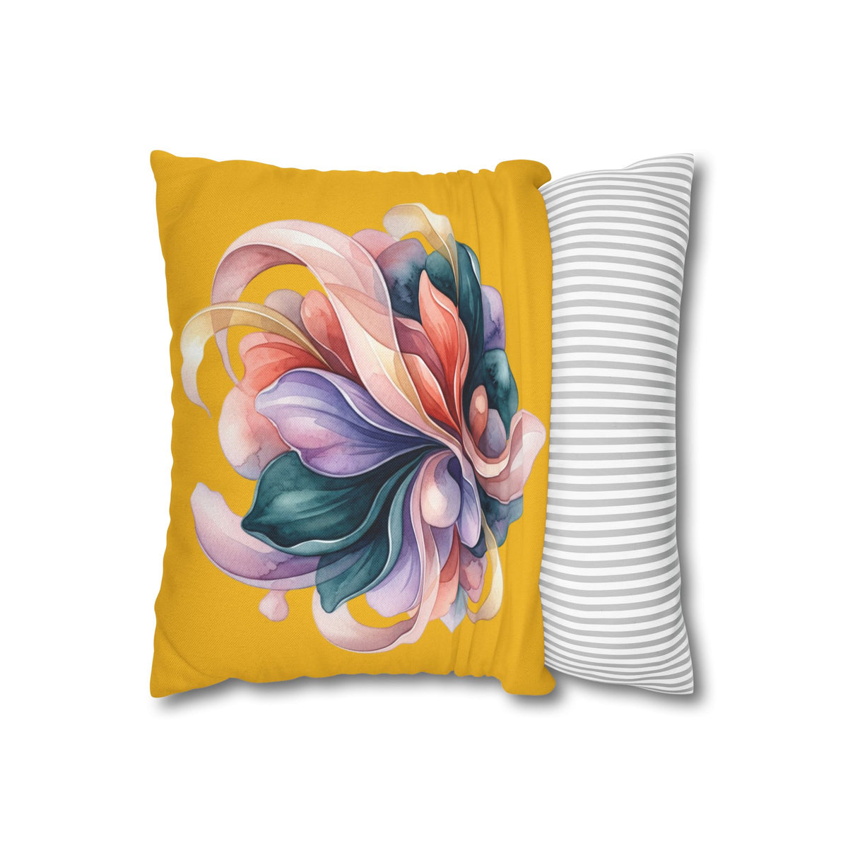 Floral Swirl Decorative Pillowcase — Vibrant Yellow Abstract Bloom
