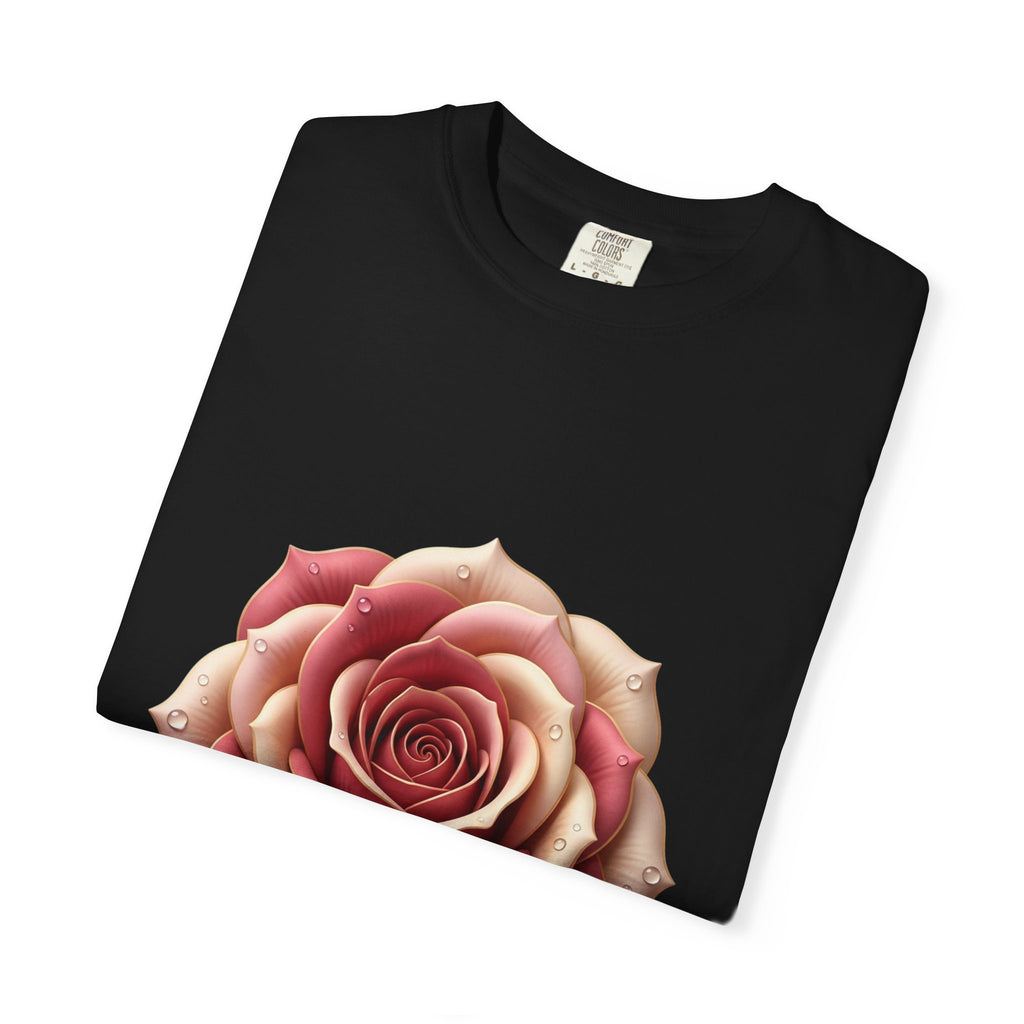 Rose Bloom Graphic T-Shirt — Realistic Pink Rose Floral Tee