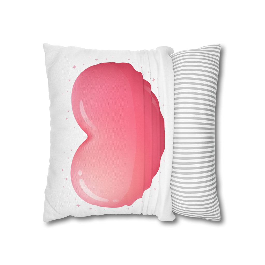 Pink Heart Spun Polyester Square Pillowcase