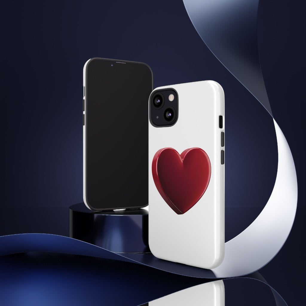 Heart Tough Phone Case - Red 3D Heart Protective Phone Case