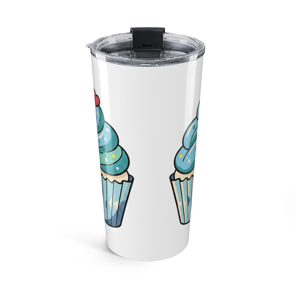 Cupcake Stainless Tumbler 20oz – Blue Frosting Travel Mug- White