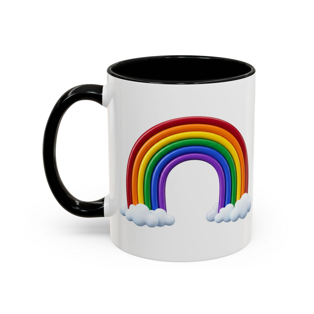 Rainbow Coffee Mug - Colorful Arc & Clouds Accent Mug (11/15oz)
