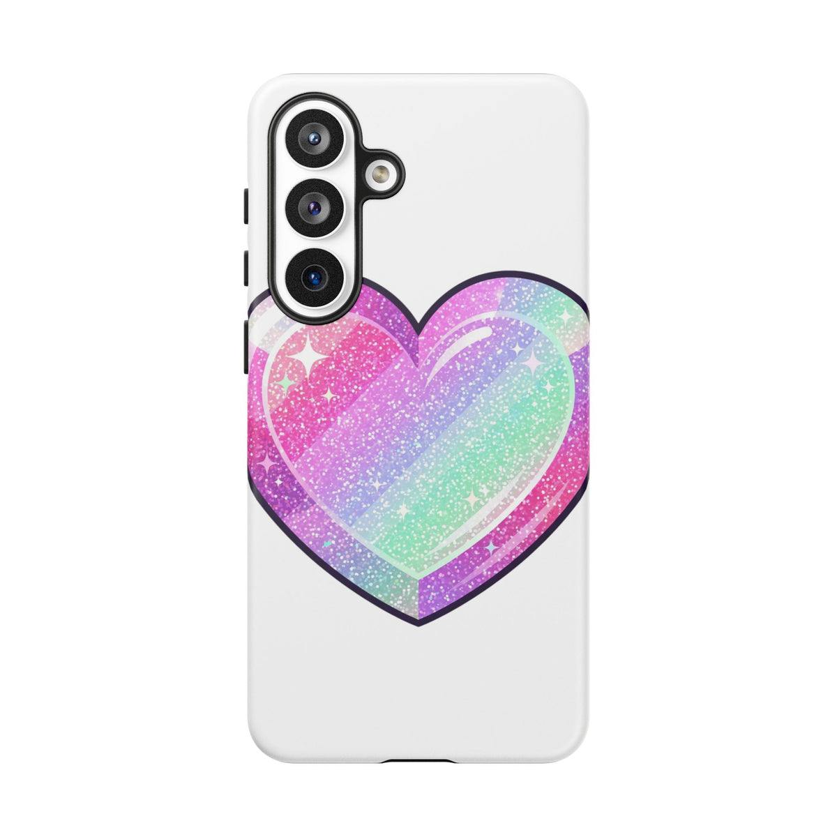 Pastel Glitter Heart Tough Phone Case — Cute Protective Phone Cover