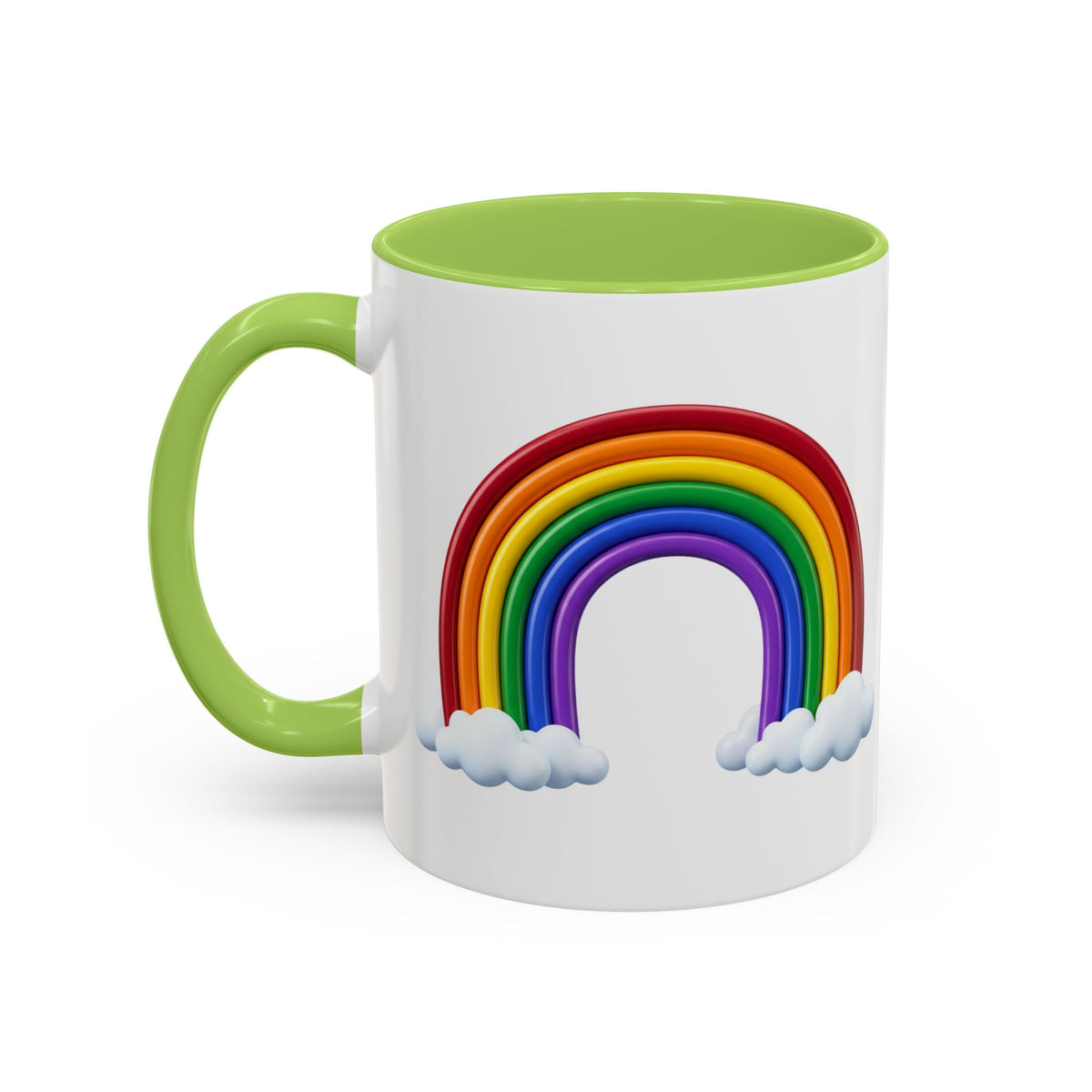 Rainbow Coffee Mug - Colorful Arc & Clouds Accent Mug (11/15oz)