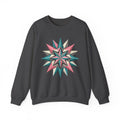 Geometric Starburst Crewneck Sweatshirt — Pink Teal Modern Compass Design
