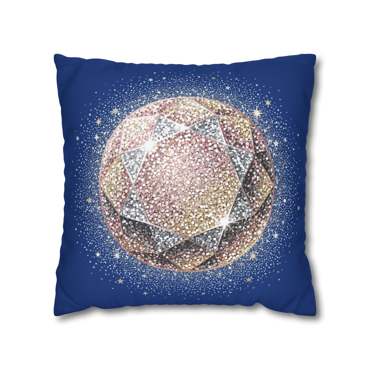 Glittery Navy Spun Polyester Square Pillowcase