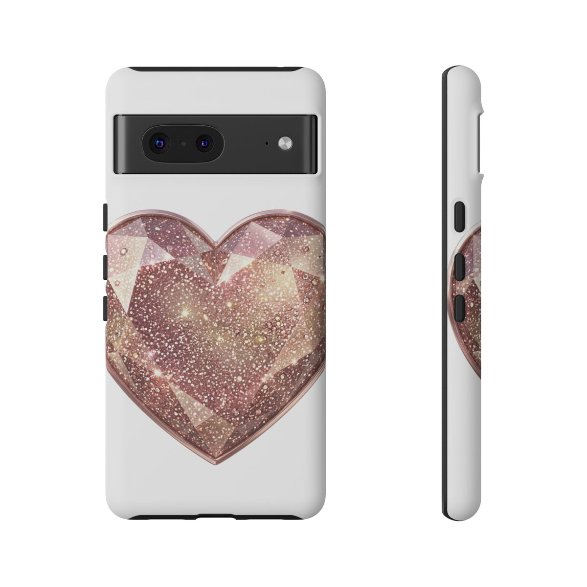 Rose Gold Glitter Crystal Heart Phone Case