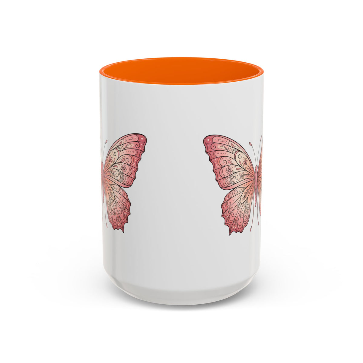 Pink Watercolor Butterfly Accent Coffee Mug — Floral Boho Tea & Coffee Cup (11/15oz)