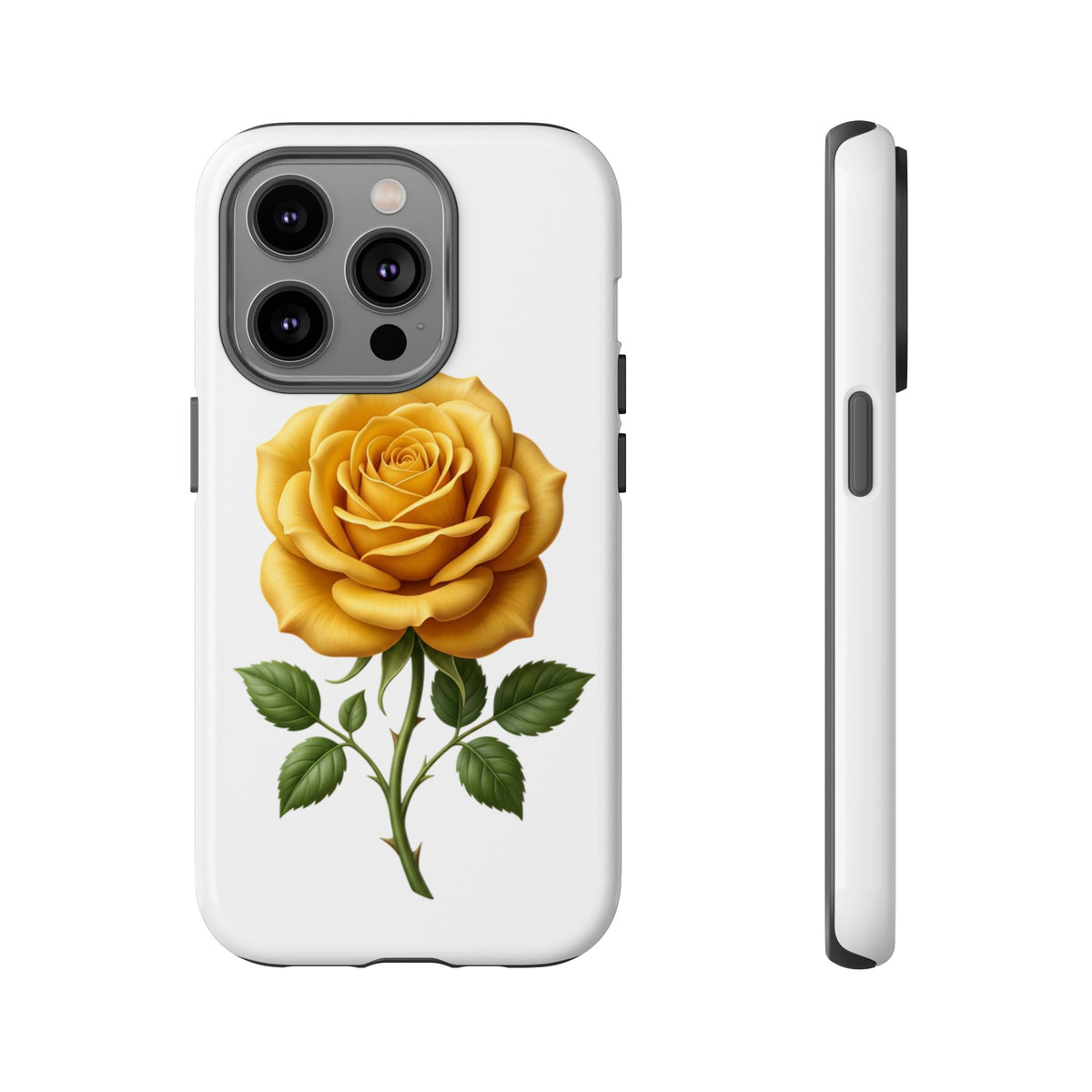 Yellow Rose Phone Case — Vintage Floral Tough Protective Cover
