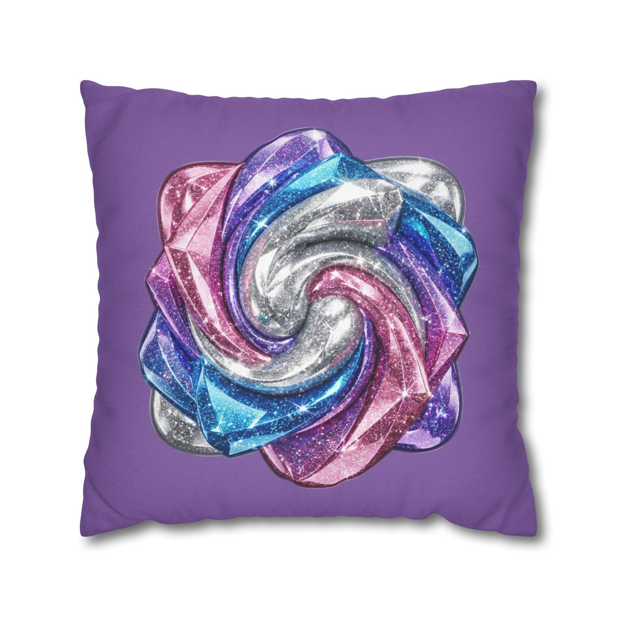 3D Glitter Design Light Purple Spun Polyester Square Pillowcase