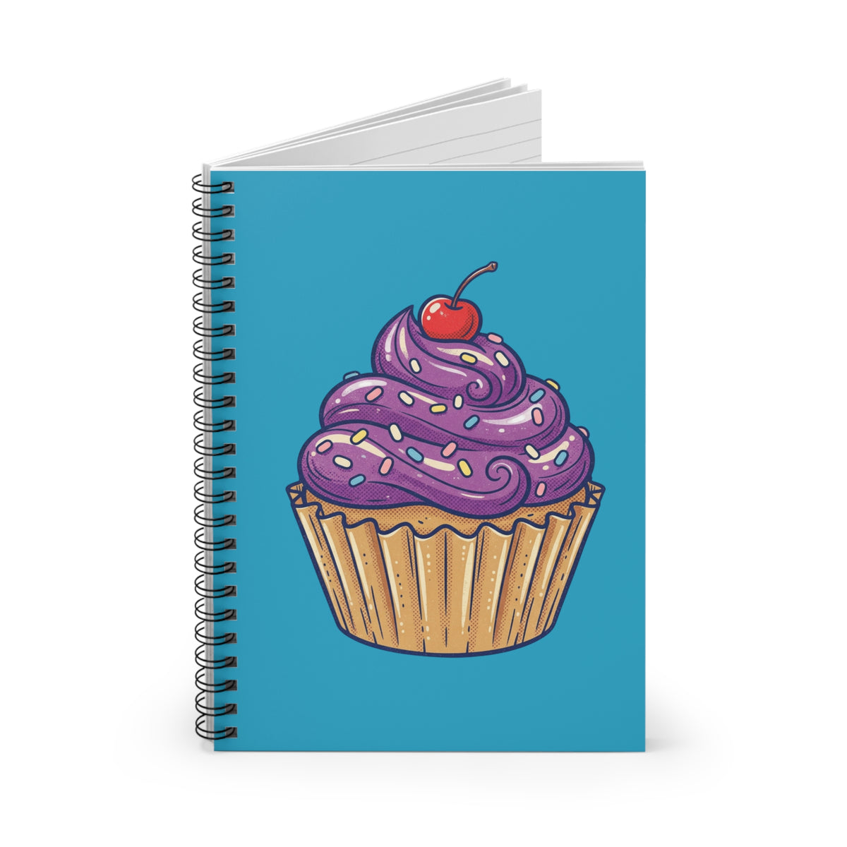 Cupcake Spiral Notebook — Purple Frosting Cherry Journal (Ruled)