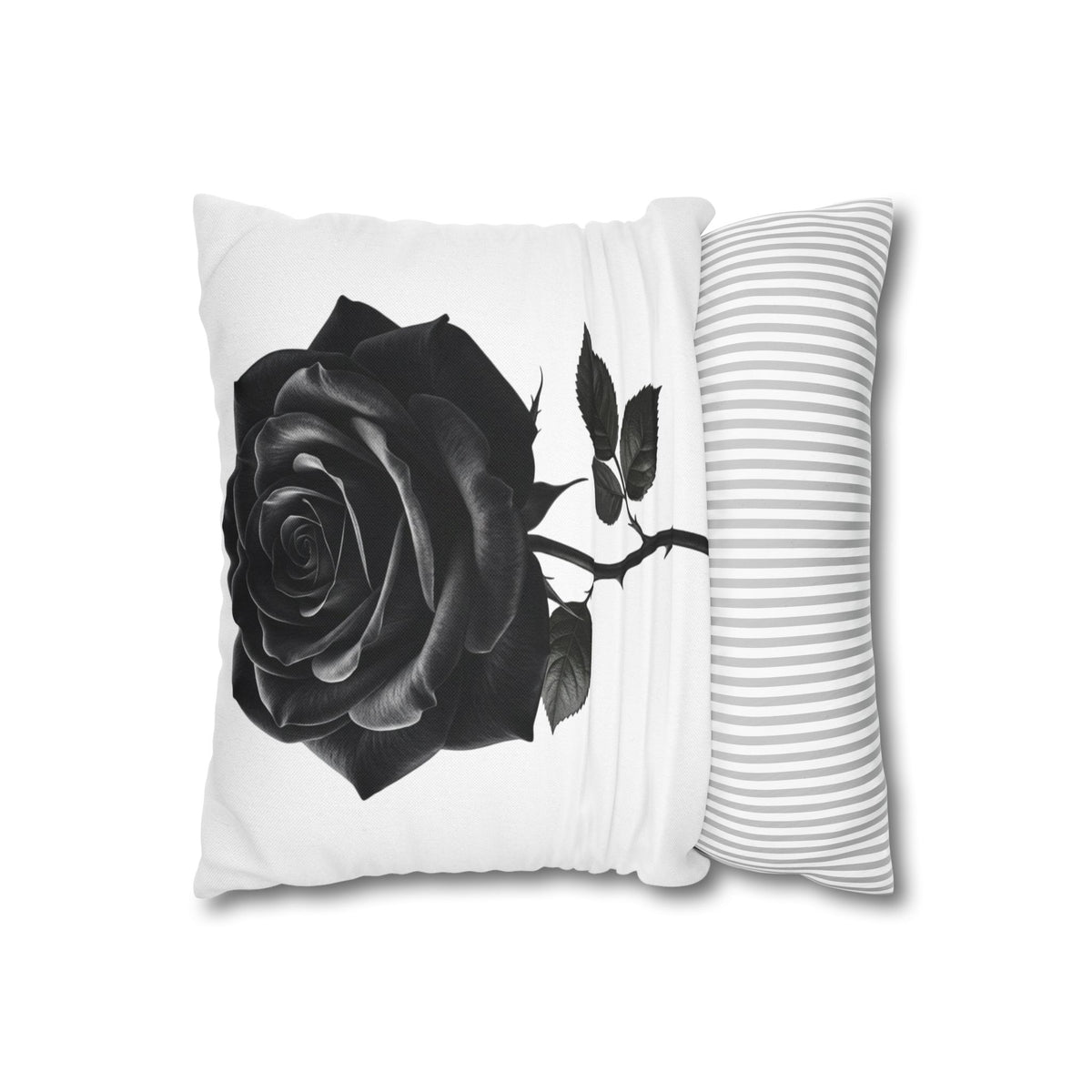 Black Rose Spun Polyester Square Pillowcase
