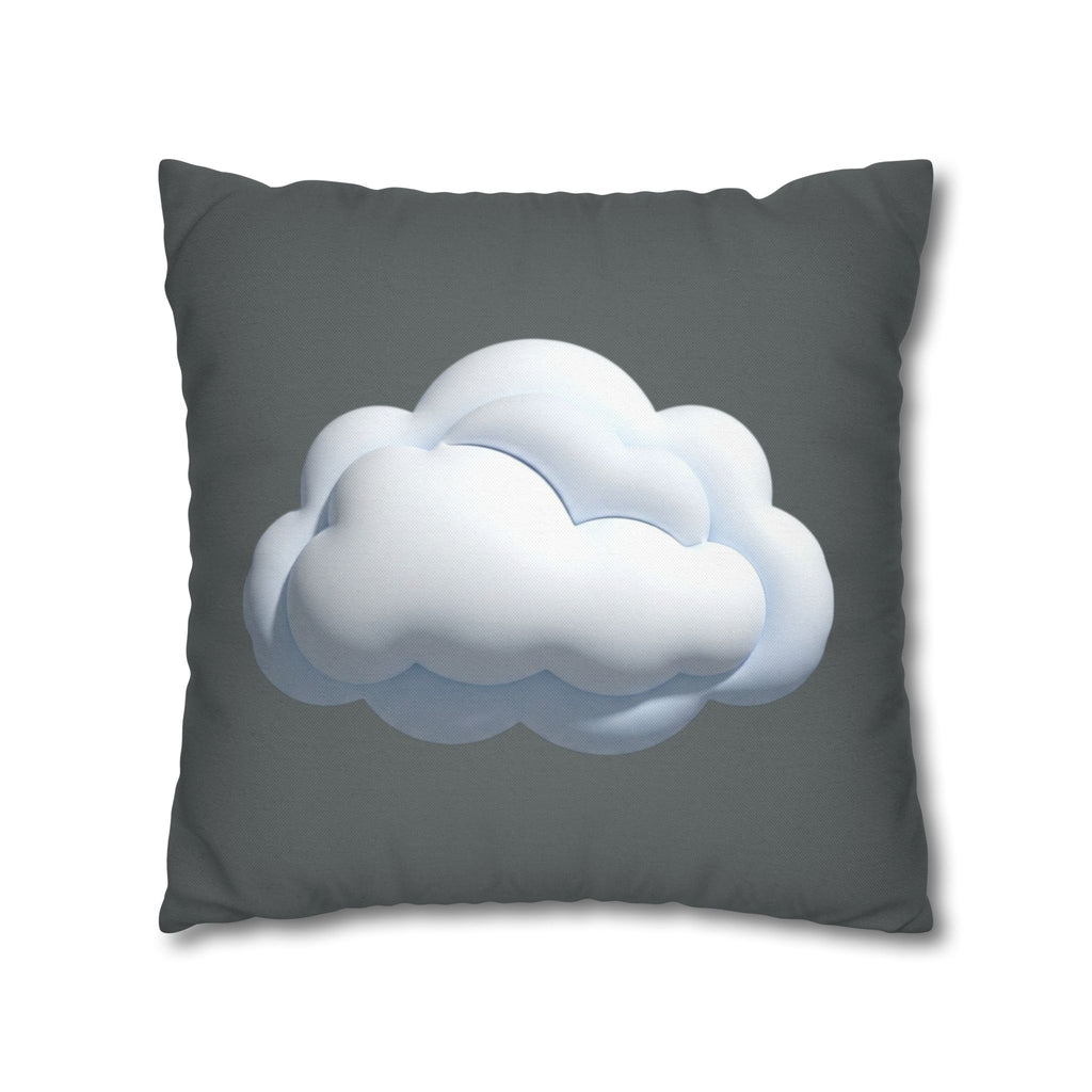 Cloud Graphic Dark Grey Pillowcase — Whimsical Grey Decorative Throw Pillow Cover