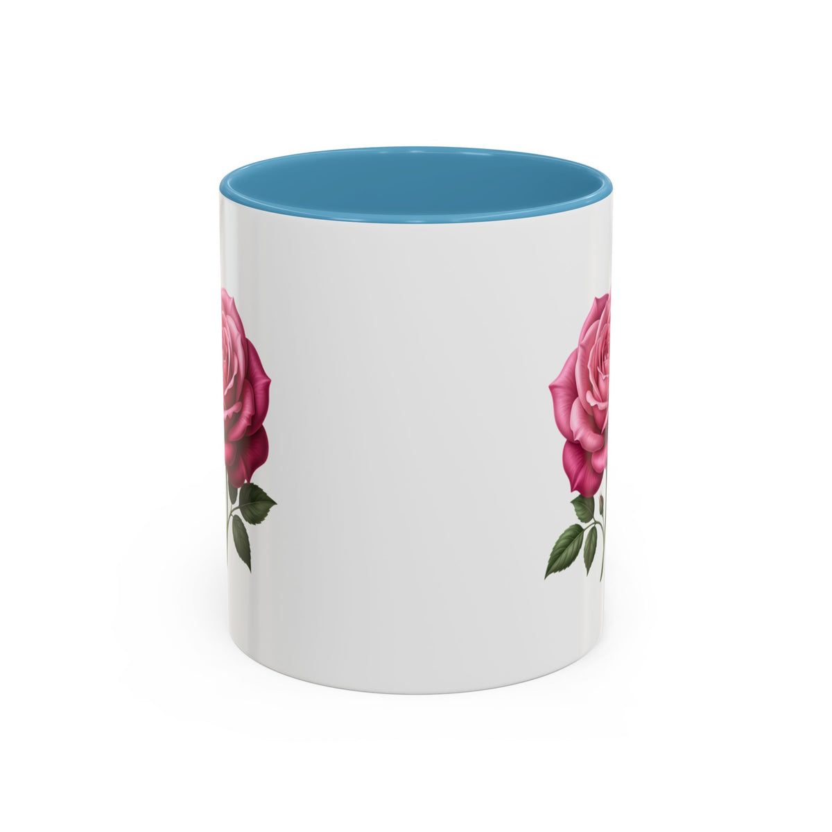 Pink Rose Accent Coffee Mug — Floral Tea & Coffee Cup (11/15 oz)