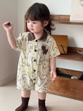 Pure Cotton Romper Baby BoyDinosaur Print Short Sleeve Shirt Bodysuit Outing Crawler Suit