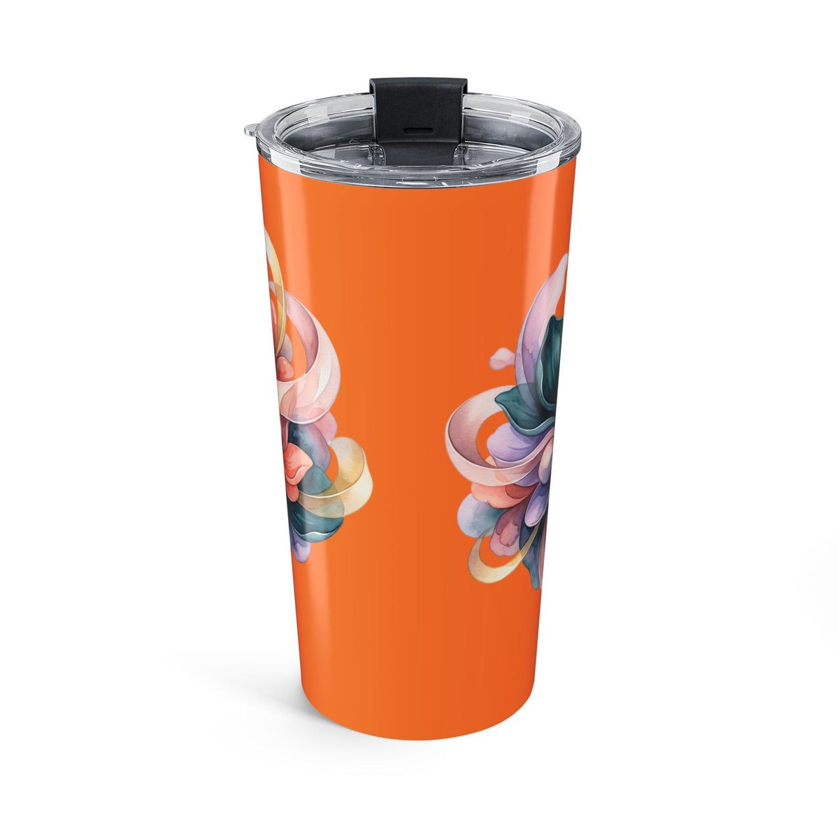 20oz Floral Swirl Tumbler – Orange Abstract Blossom Travel Cup