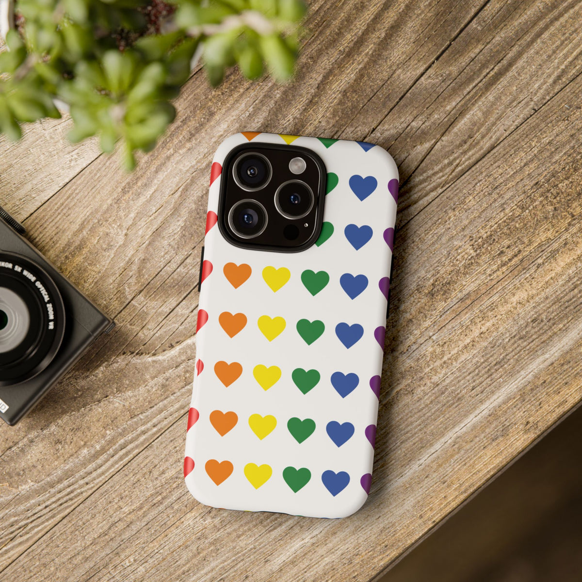 Rainbow Heart Tough Phone Case — Pride Pattern Protective Cover