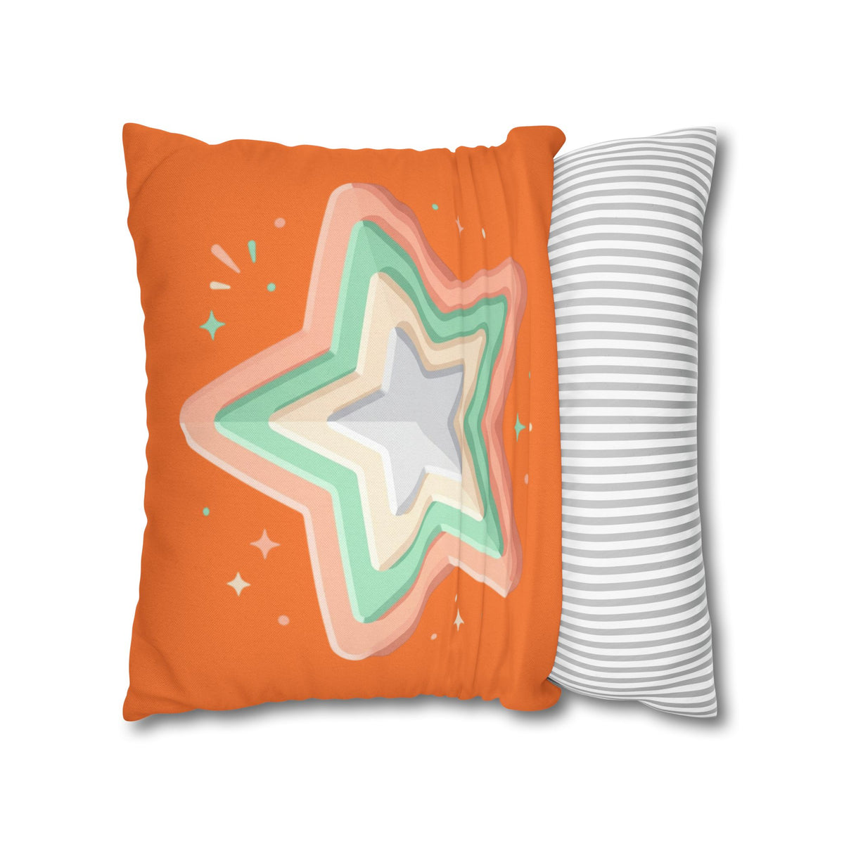 Star Shape Orange Spun Polyester Square Pillowcase